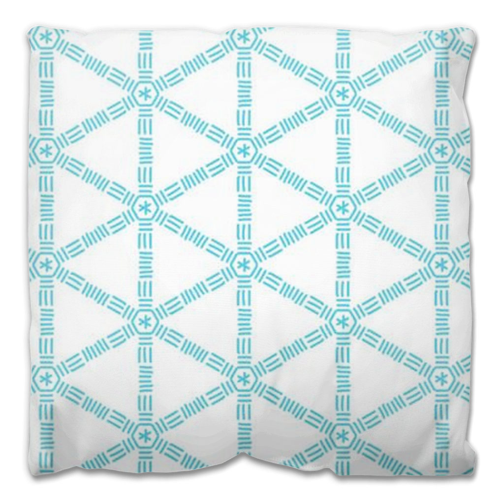 Turquoise Lattice Outdoor Pillow