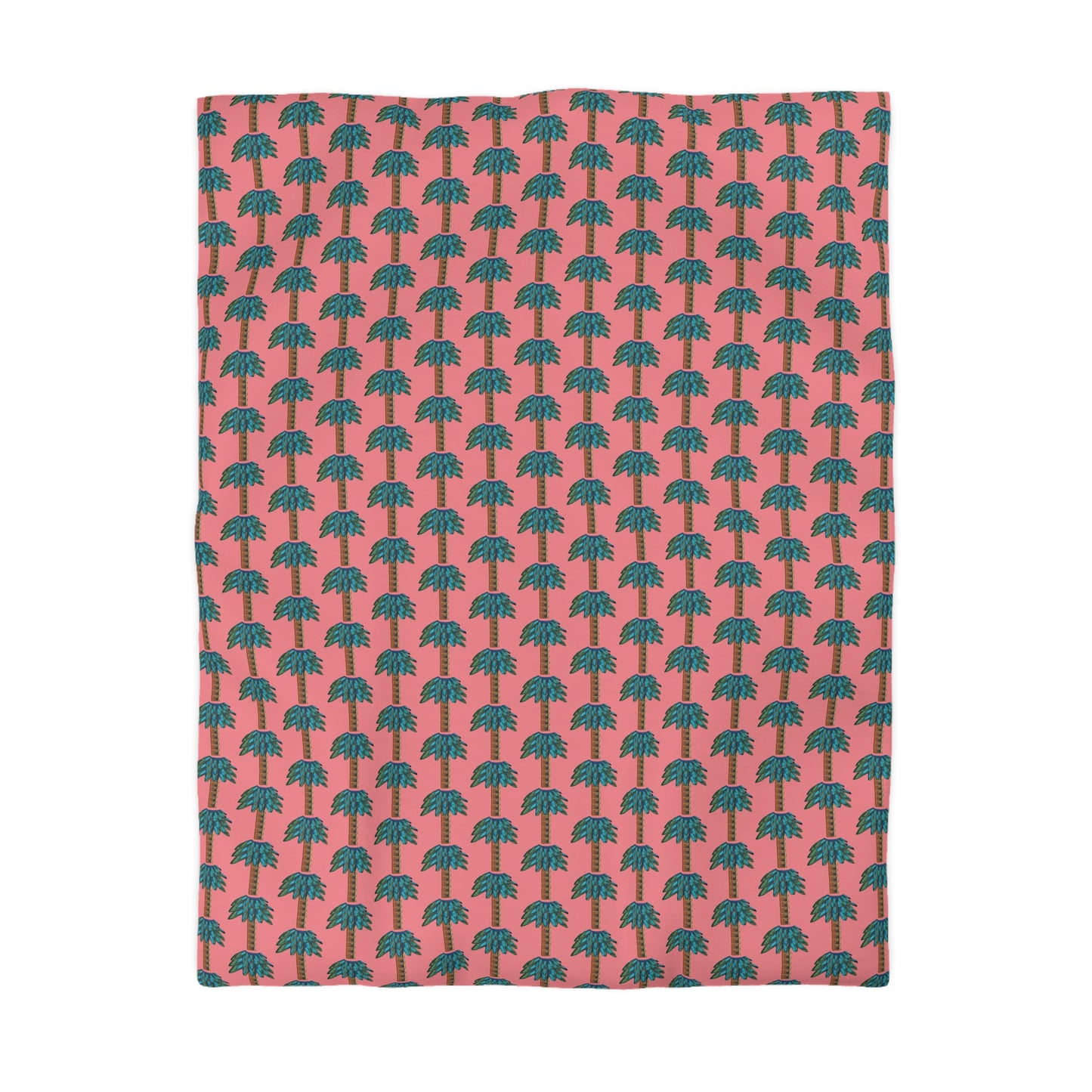 Tiki Palm Coral Duvet Cover