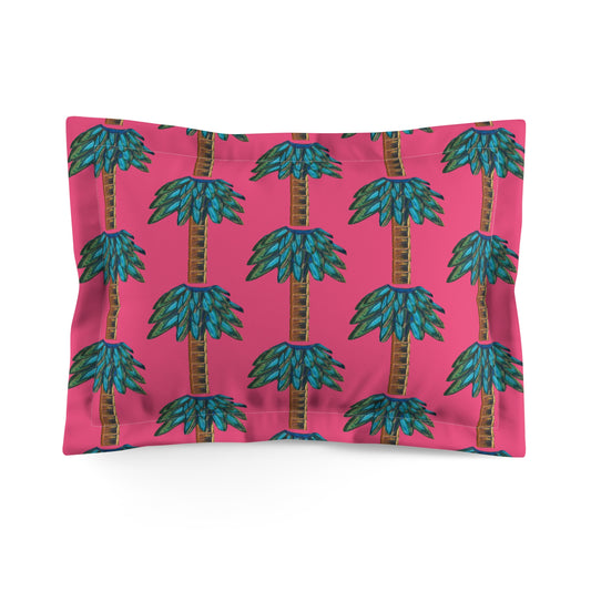 Tiki Palm Fuscia Pillow Sham