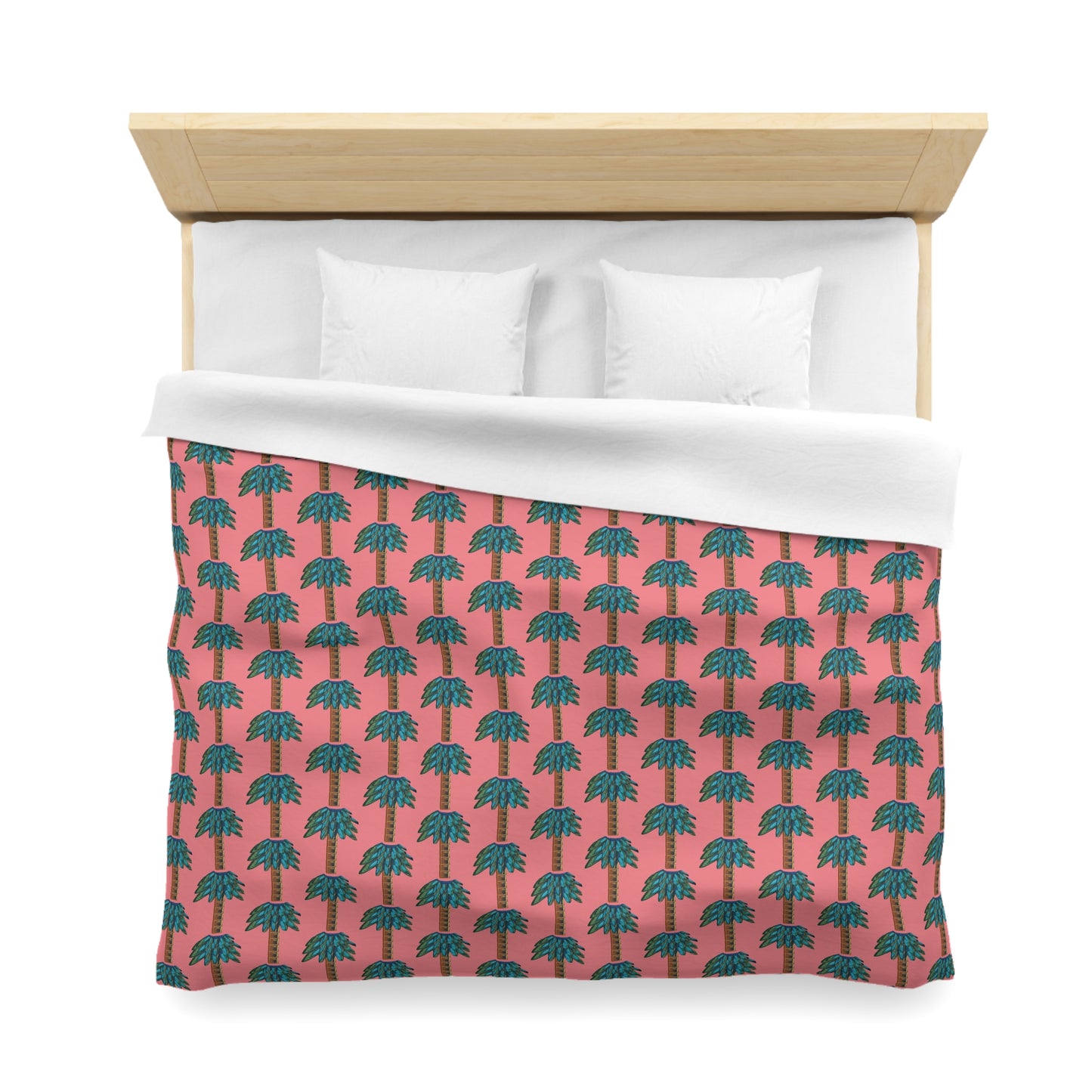 Tiki Palm Coral Duvet Cover