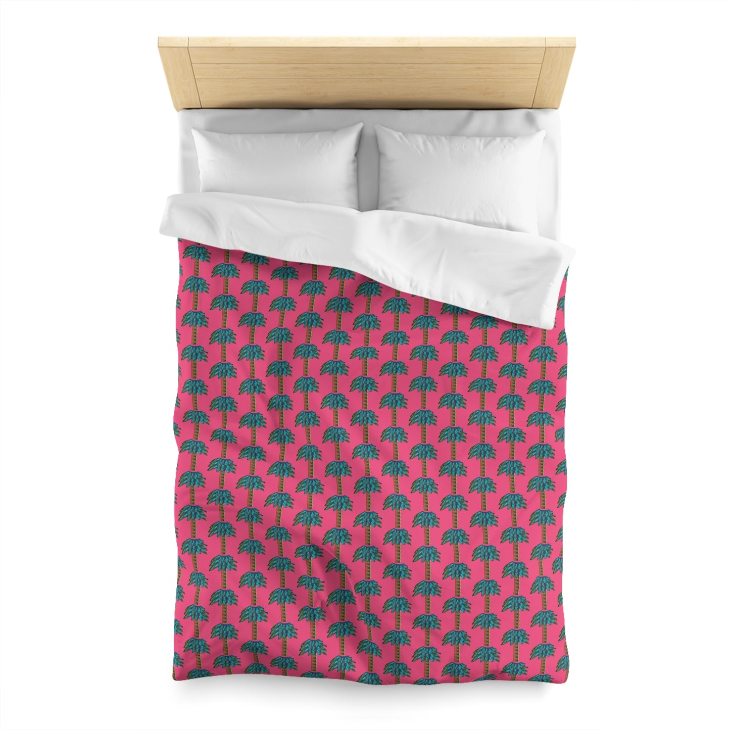 Tiki Palm Fuscia Duvet Cover