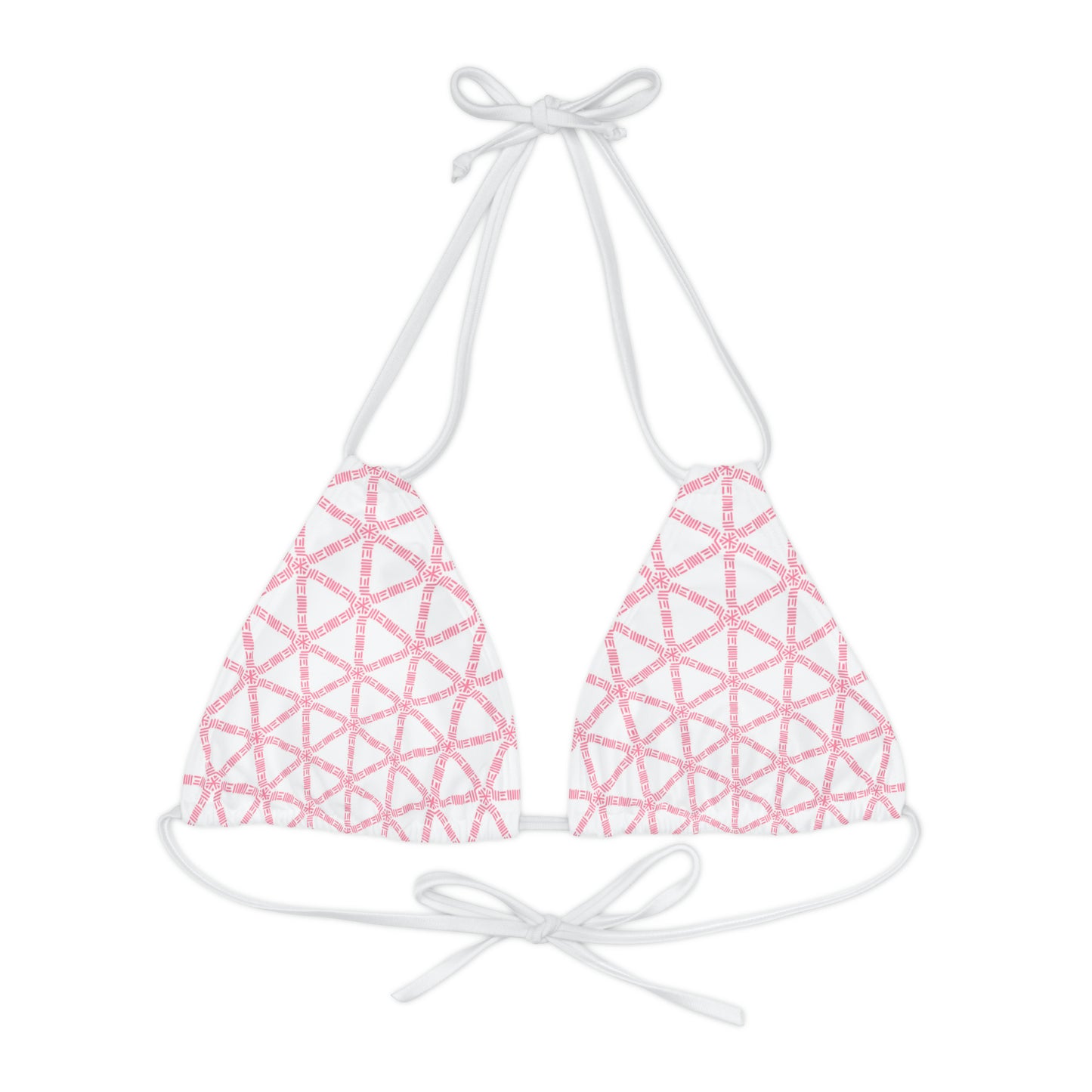 Pink Lattice Strappy Bikini Top