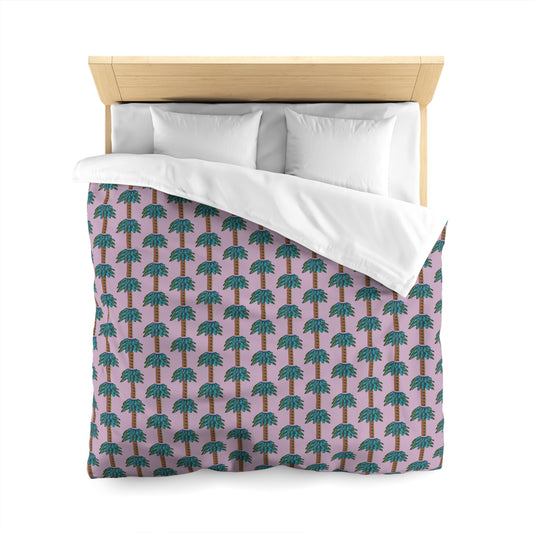Tiki Palm Violet Duvet Cover