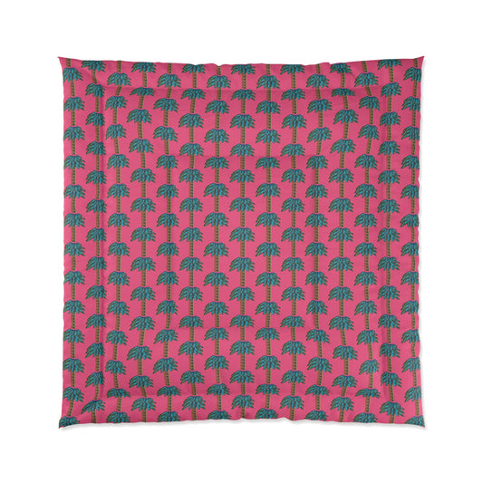 Tiki Palm Fuscia Comforter