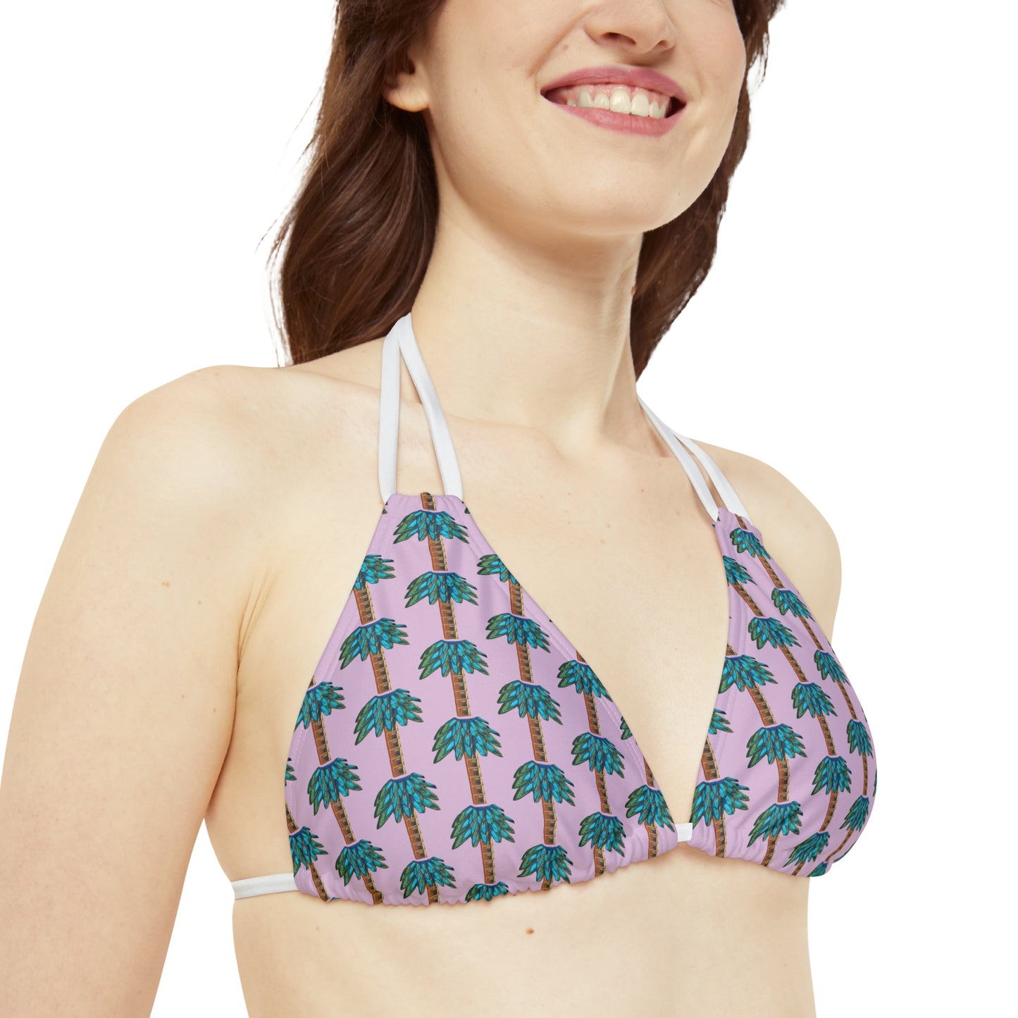 Tiki Palm Violet Strappy Bikini Top
