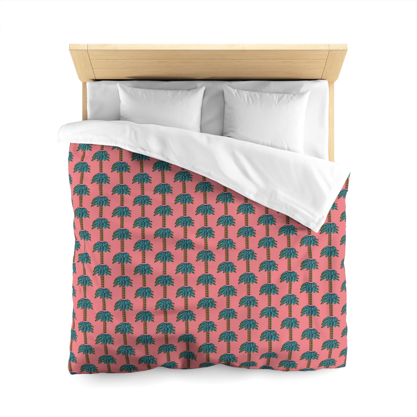 Tiki Palm Coral Duvet Cover