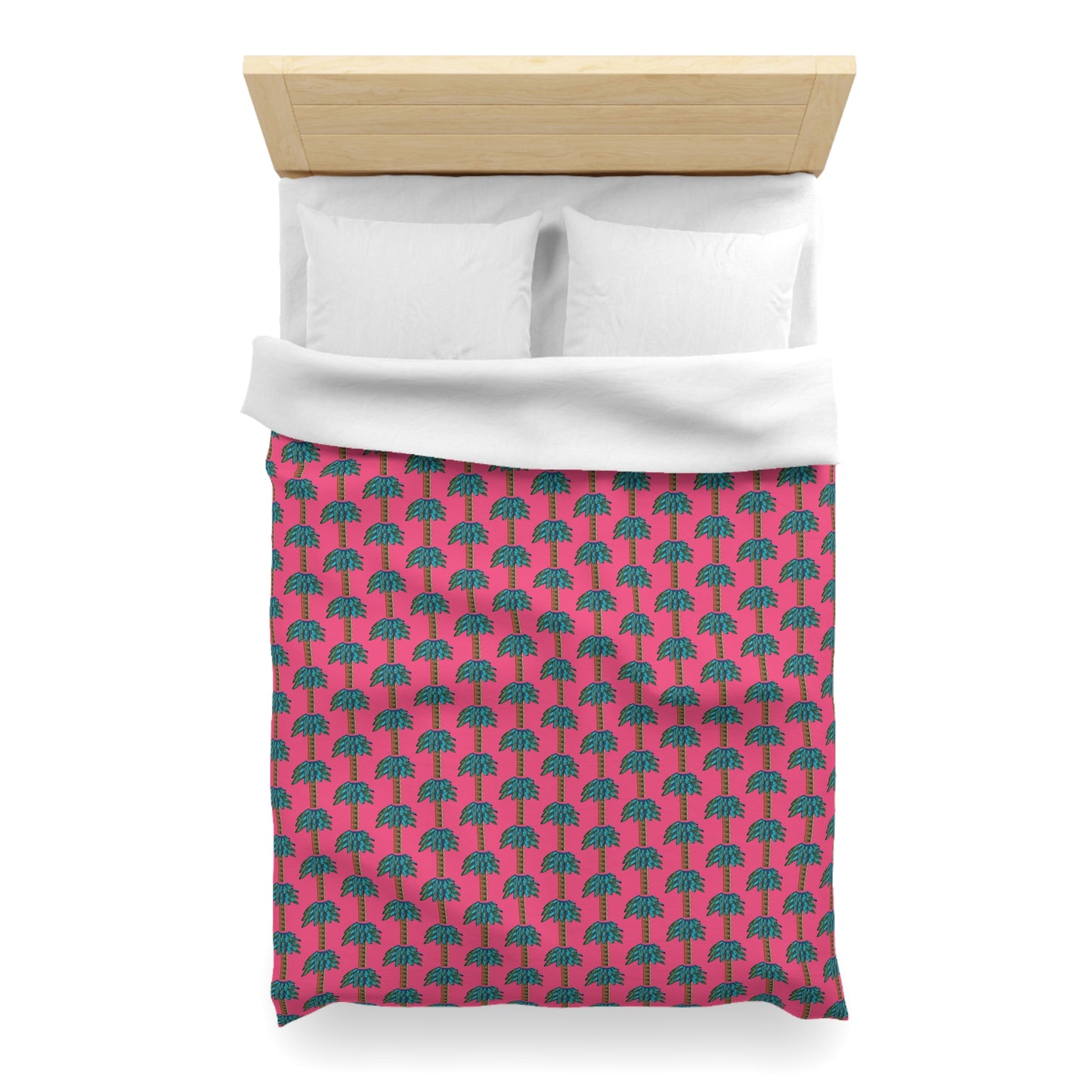 Tiki Palm Fuscia Duvet Cover