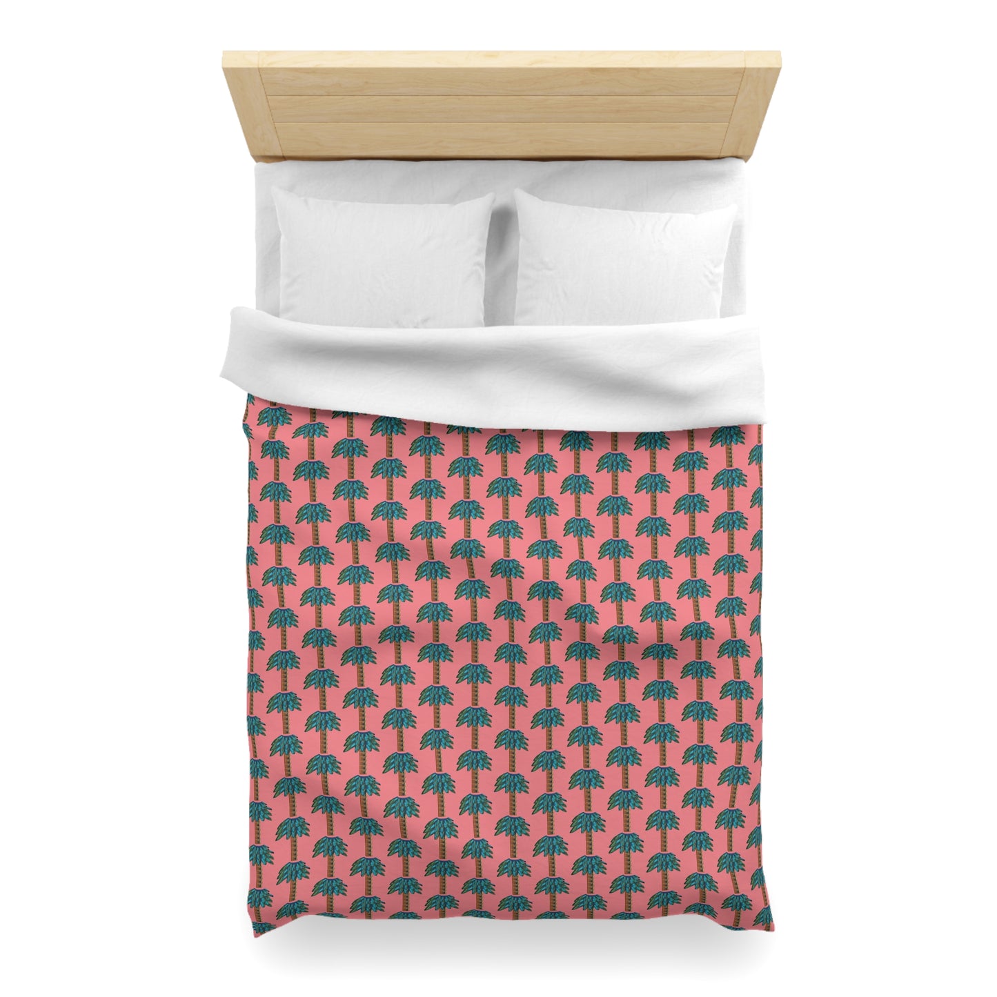 Tiki Palm Coral Duvet Cover