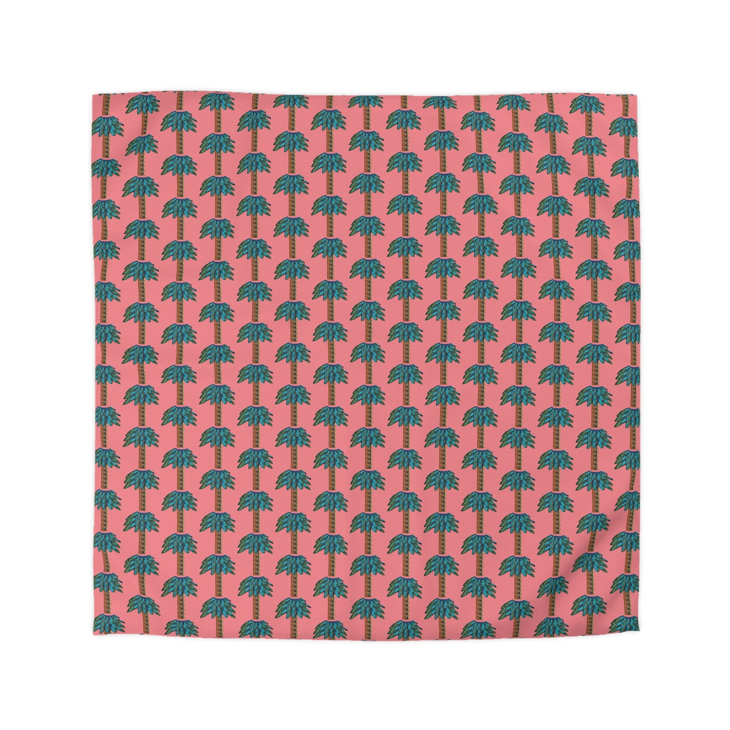 Tiki Palm Coral Duvet Cover