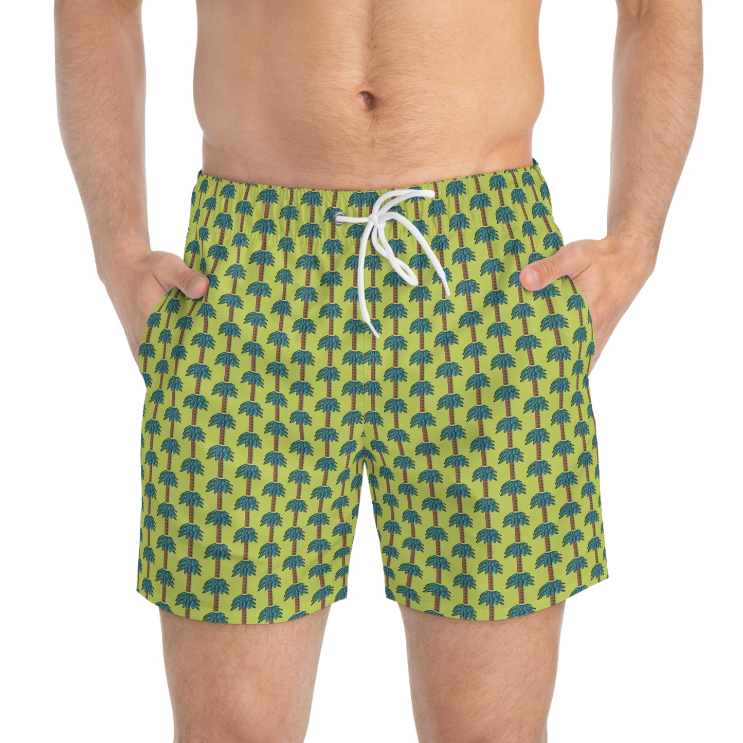 Tiki Palm Lime Swim Trunks