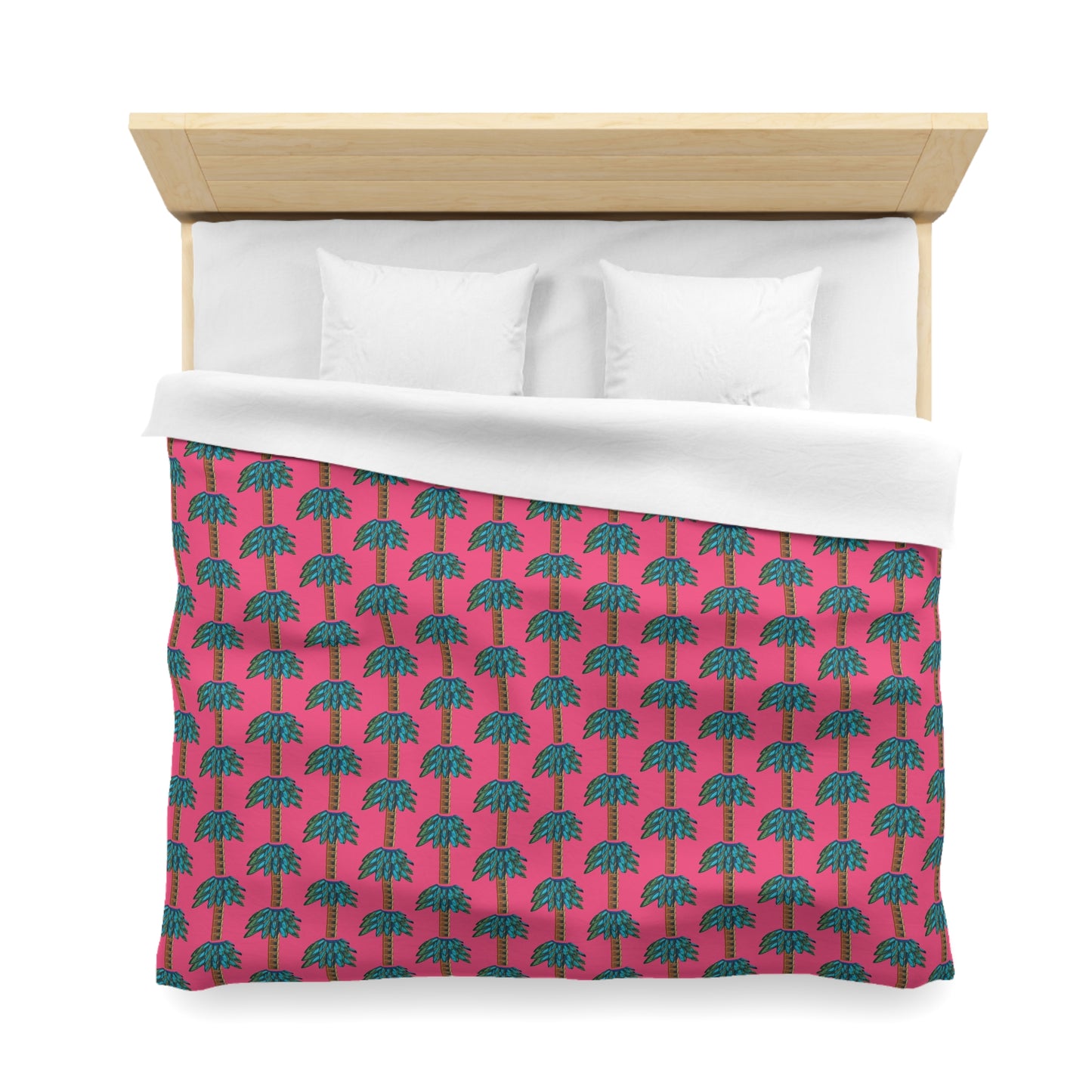 Tiki Palm Fuscia Duvet Cover