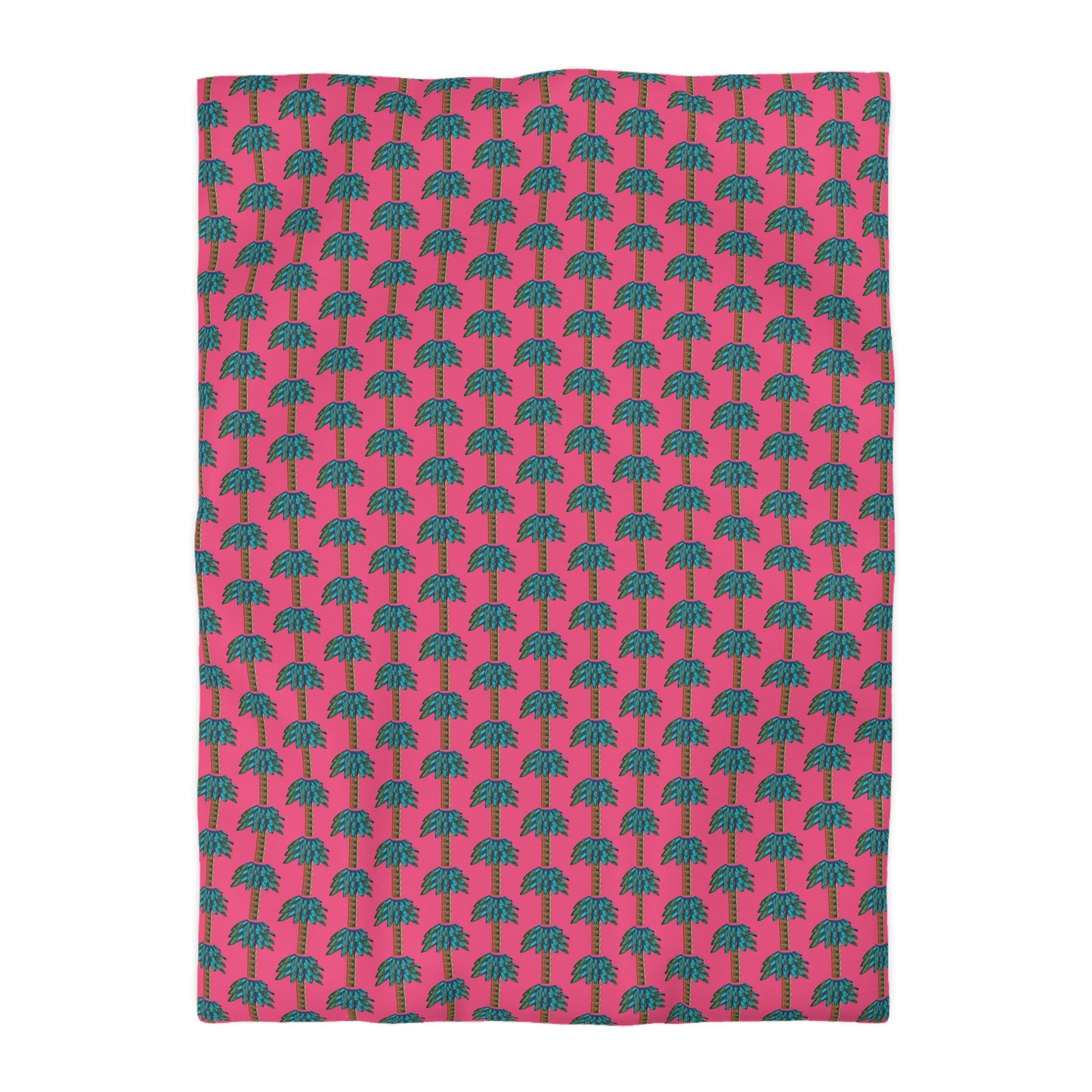 Tiki Palm Fuscia Duvet Cover