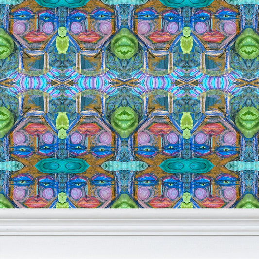 Green Eyes Flower Lady Mirrored Image Wallpaper - Small Scale