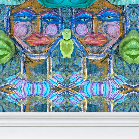 Green Eyes Flower Lady Mirrored Image Wallpaper - Large Scale