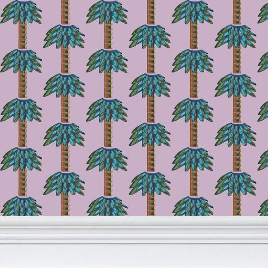 Tiki Palm Violet Wallpaper