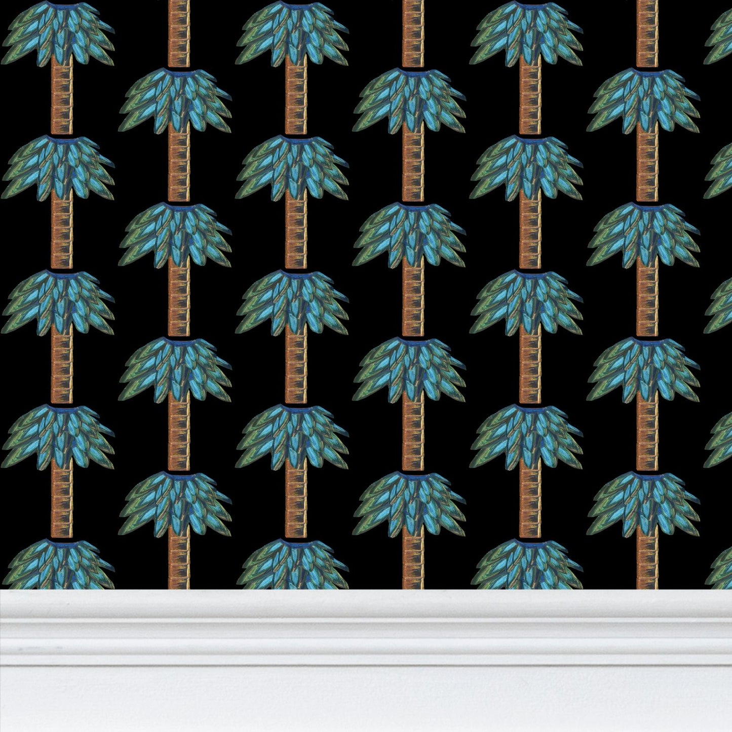 Tiki Palm Black Wallpaper