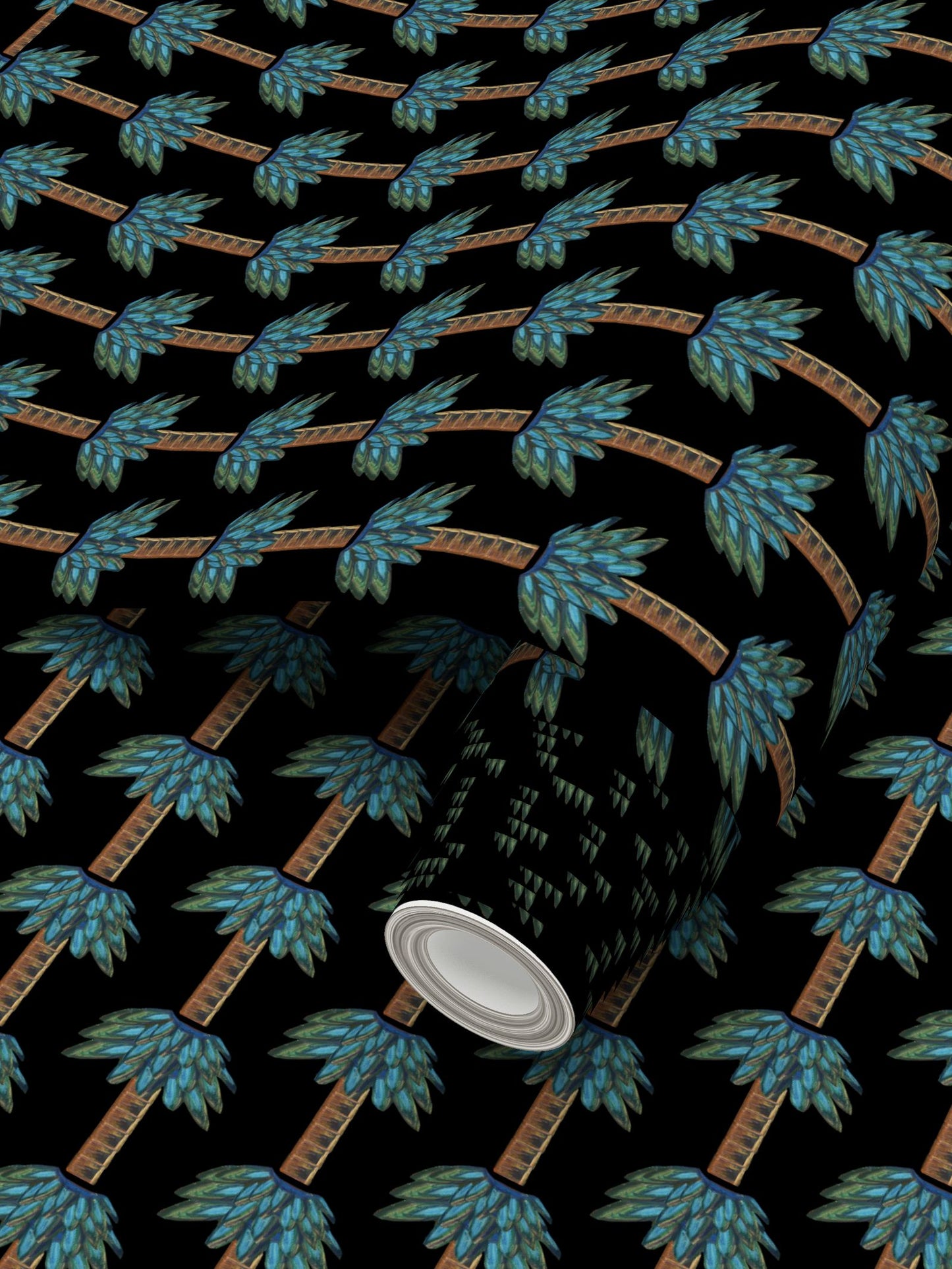 Tiki Palm Black Wallpaper