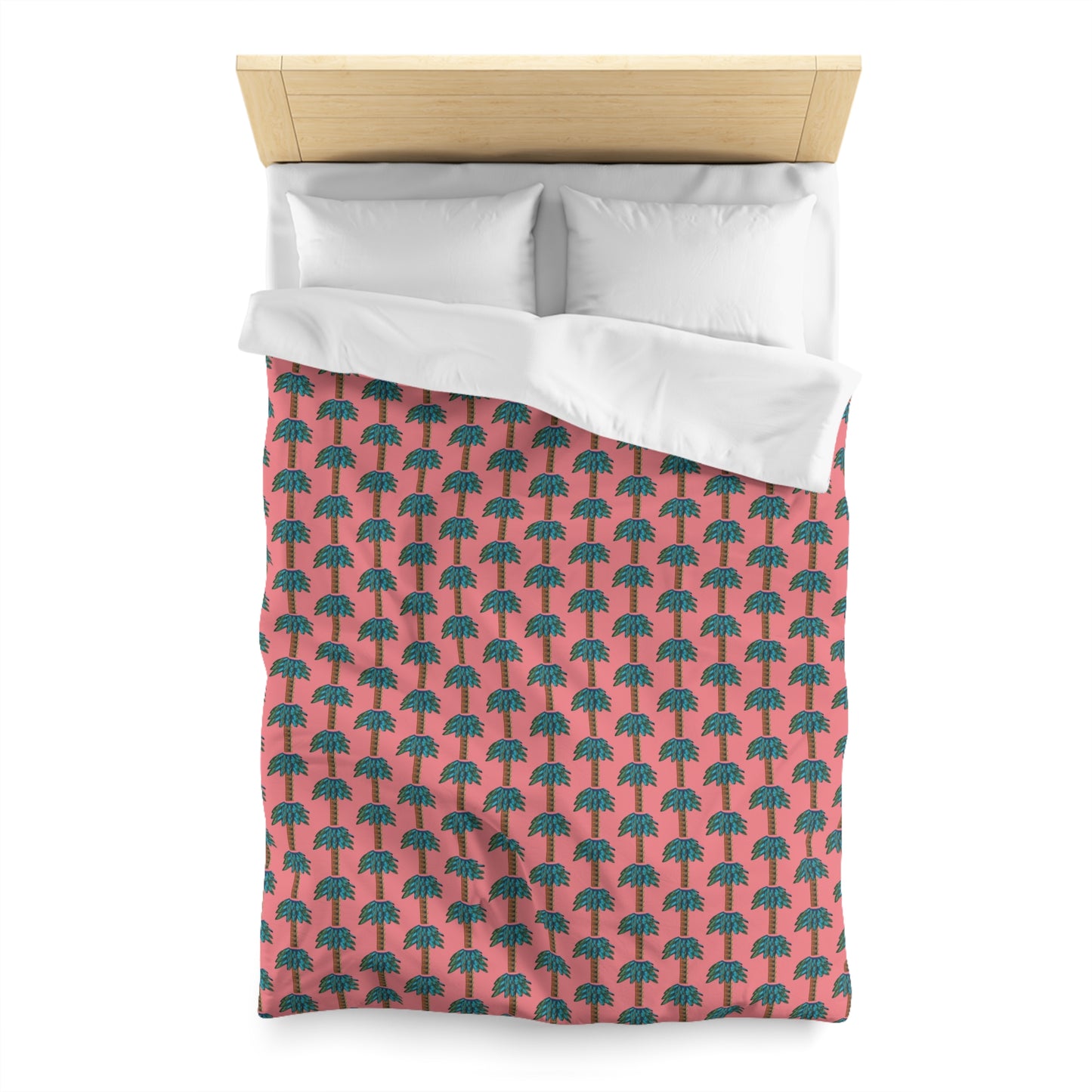 Tiki Palm Coral Duvet Cover