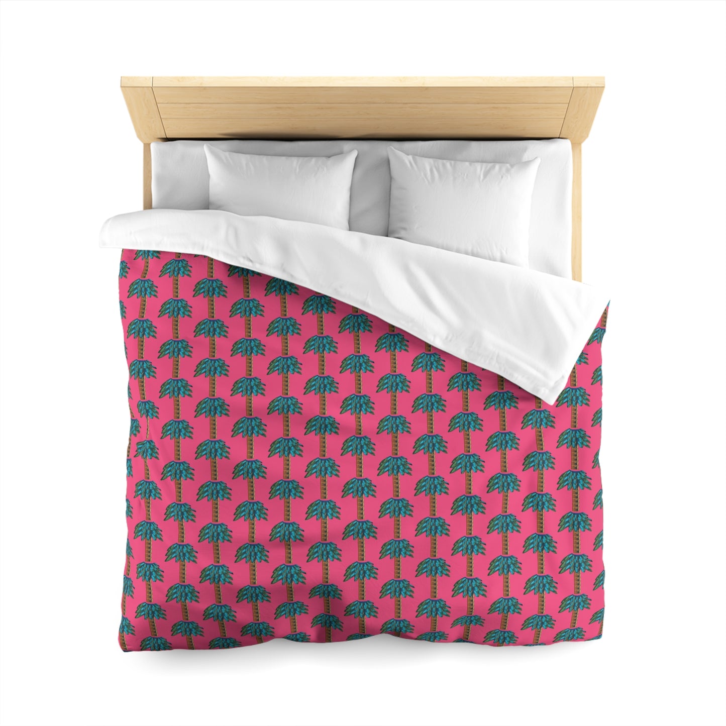 Tiki Palm Fuscia Duvet Cover