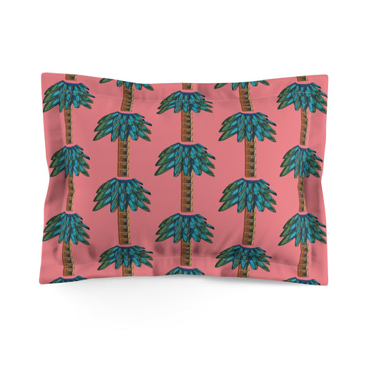 Tiki Palm Coral Pillow Sham