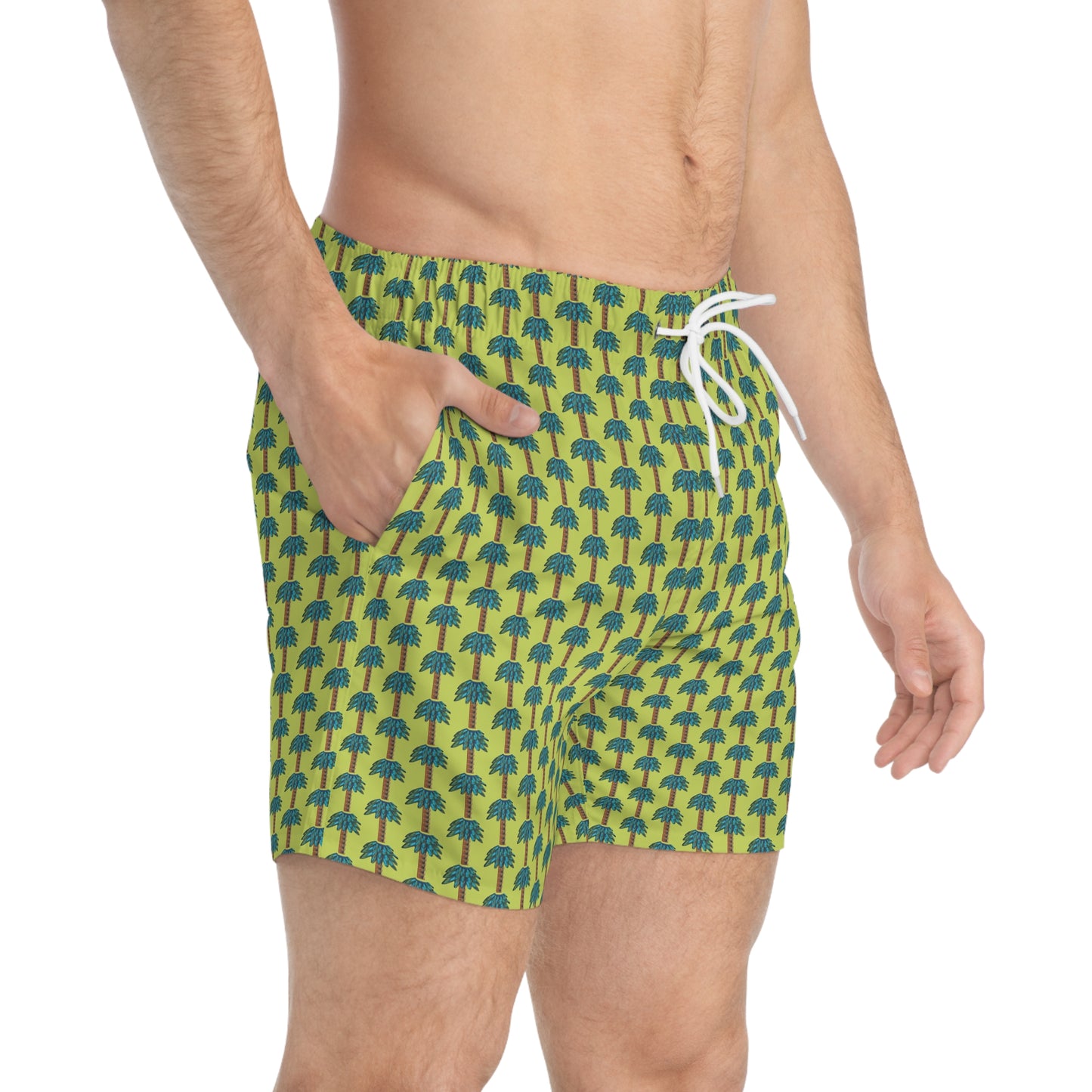 Tiki Palm Lime Swim Trunks