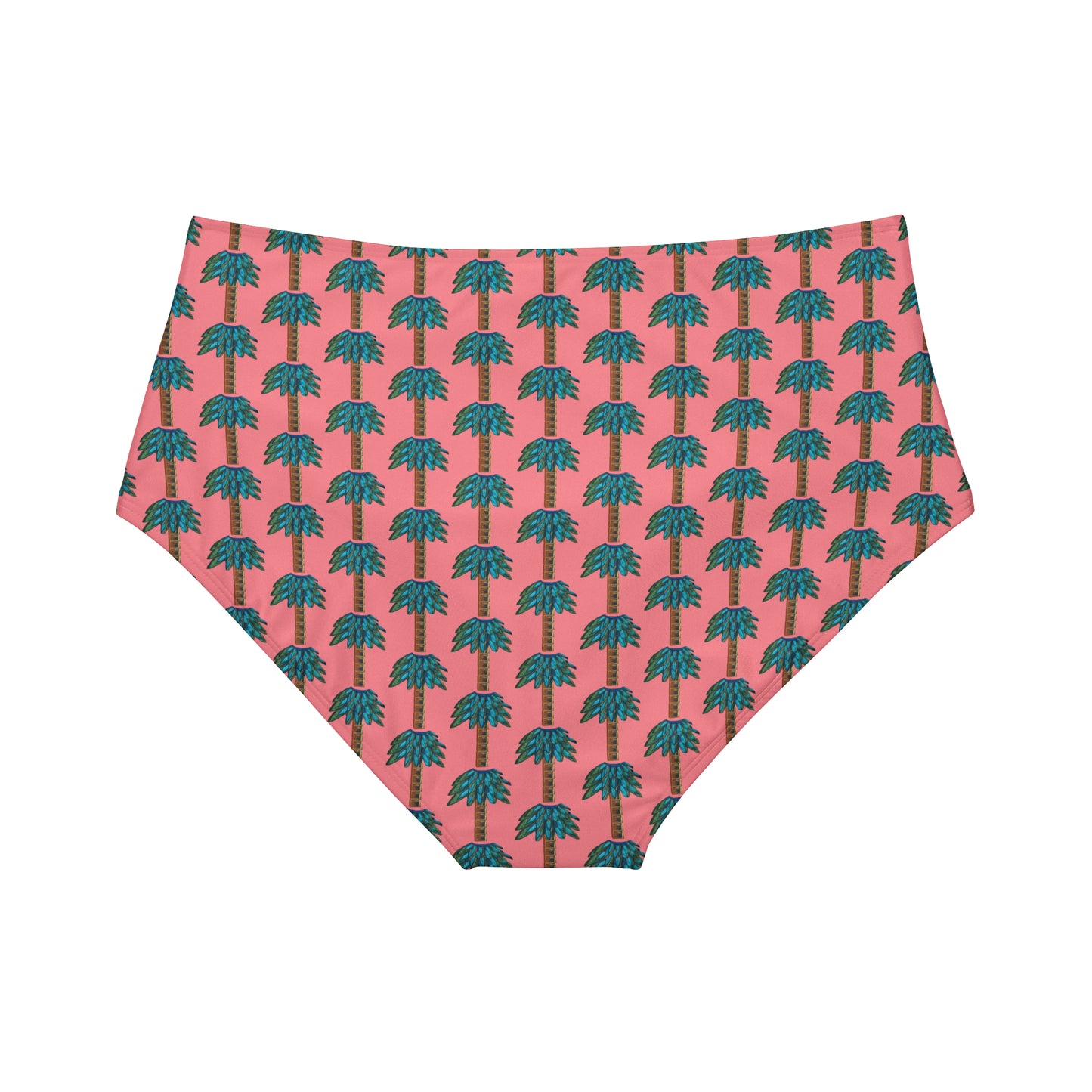 Tiki Palm Coral High-Waist Hipster Bikini Bottom