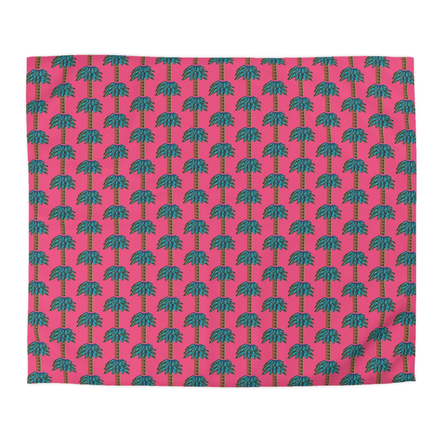 Tiki Palm Fuscia Duvet Cover