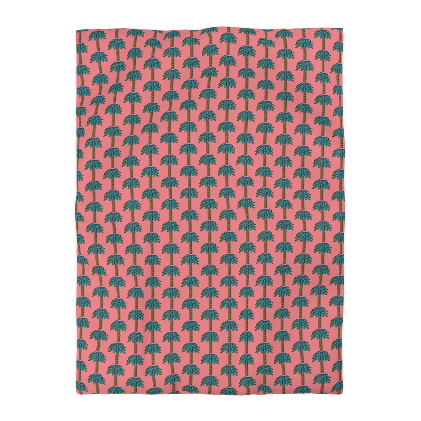 Tiki Palm Coral Duvet Cover