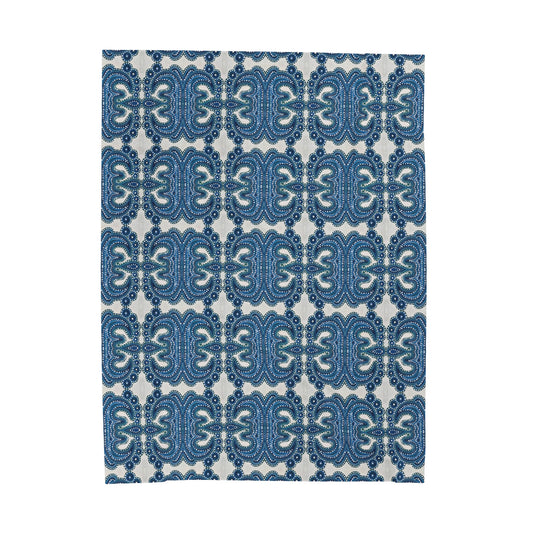 Blue Tile Plush Blanket