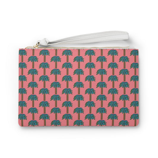 Tiki Palm Coral Clutch Bag