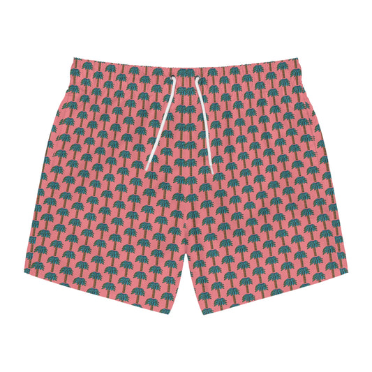 Tiki Palm Coral Swim Trunks