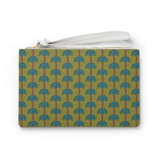 Tiki Palm Olive Clutch Bag
