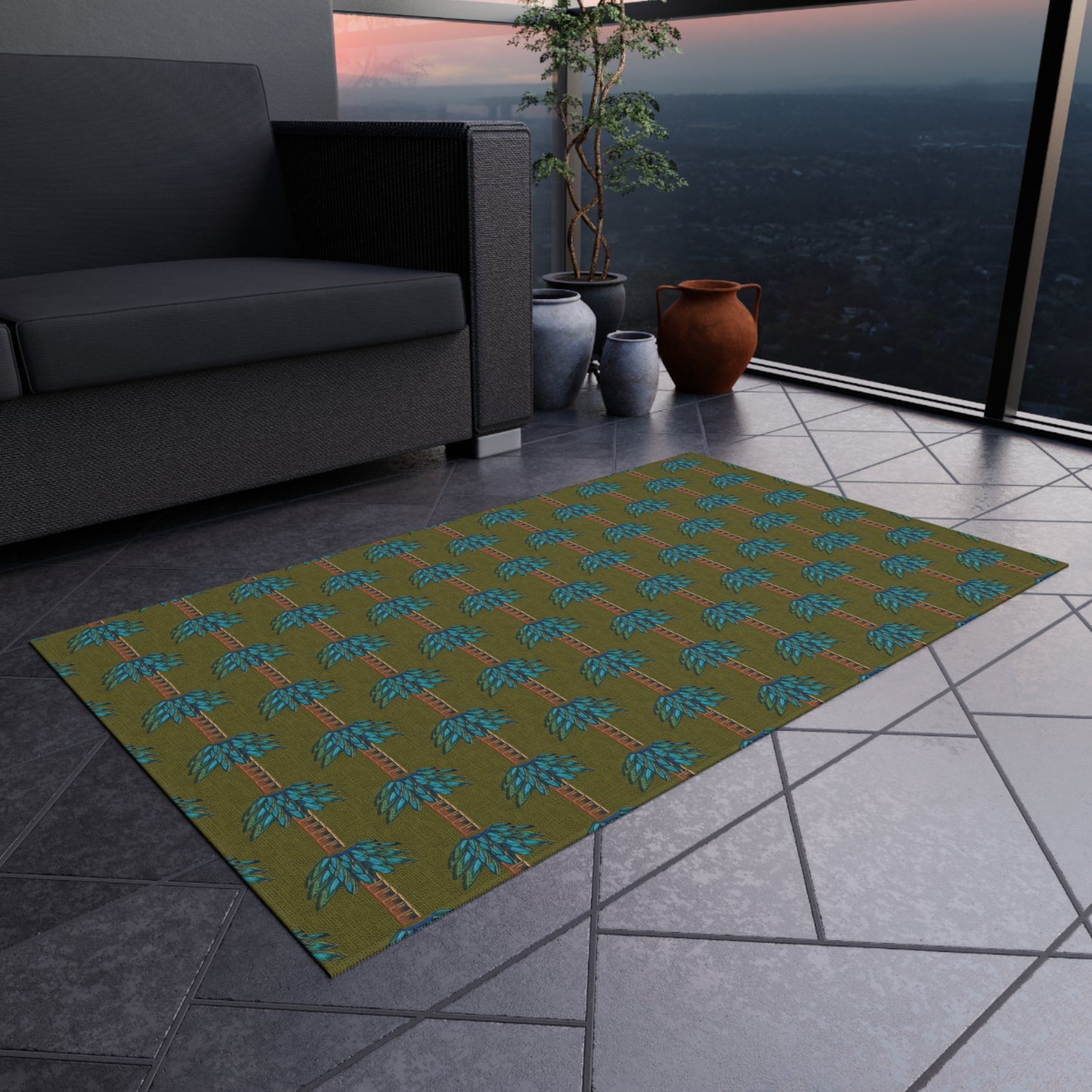 Tiki Palm Moss Indoor/Outdoor Rug