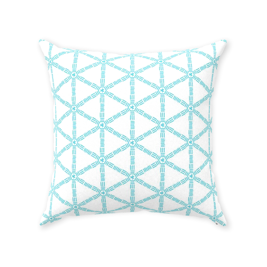 Turquoise Lattice Throw Pillow