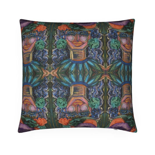 Green Flower Lady Throw Pillow