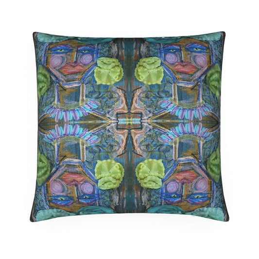 Green Eyes Flower Lady Throw Pillow