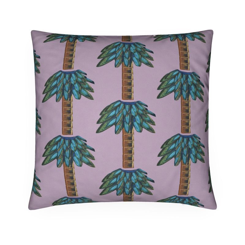 Tiki Palm Violet Throw Pillow
