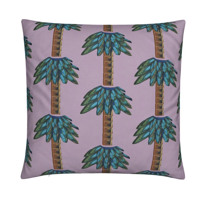 Tiki Palm Violet Throw Pillow