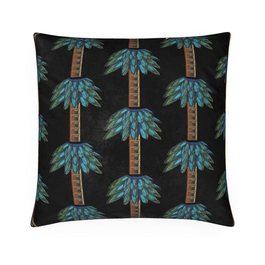 Tiki Palm Black Pillow