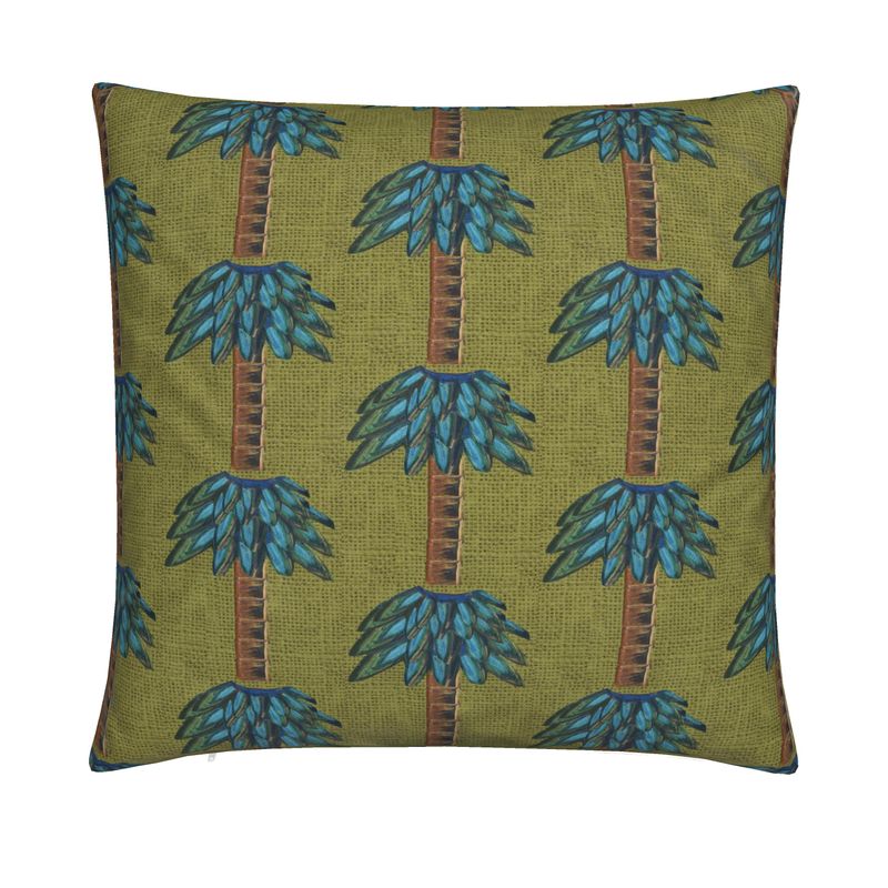 Tiki Palm Olive Pillow