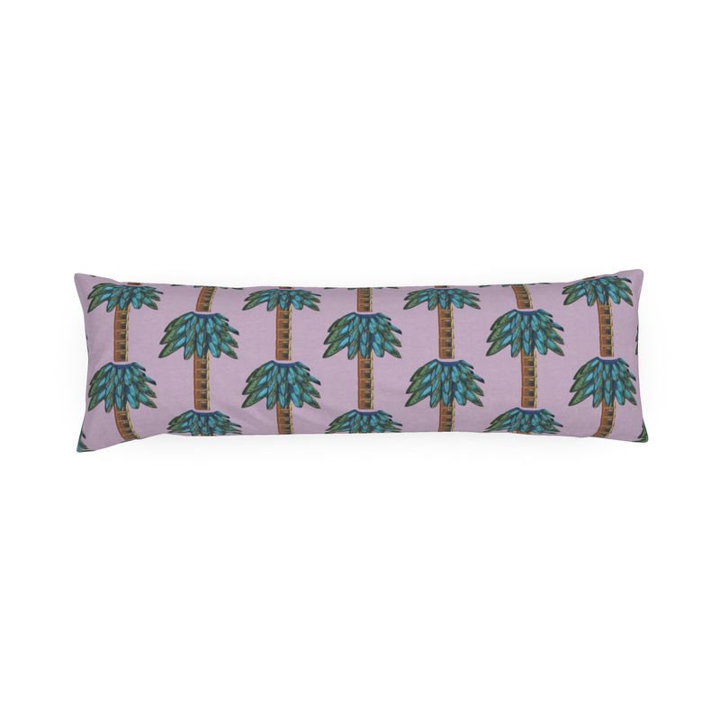 Tiki Palm Violet Bolster Pillow