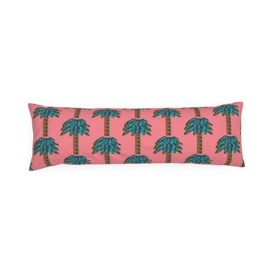 Tiki Palm Coral Bolster Pillow