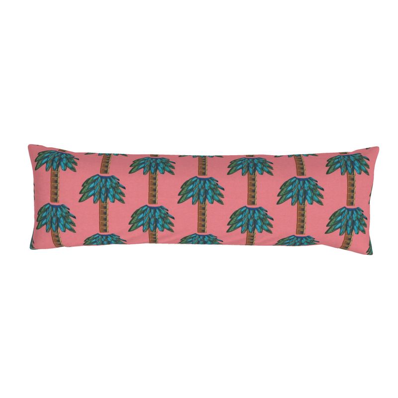 Tiki Palm Coral Bolster Pillow