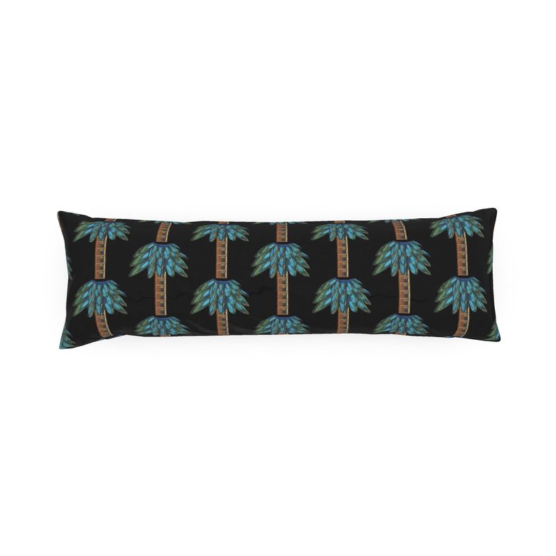 Tiki Palm Black Bolster Pillow