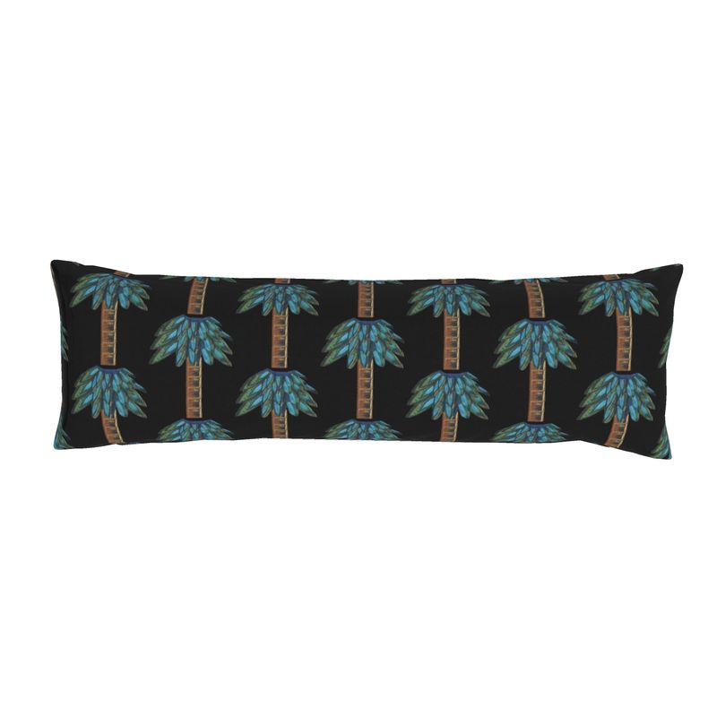 Tiki Palm Black Bolster Pillow