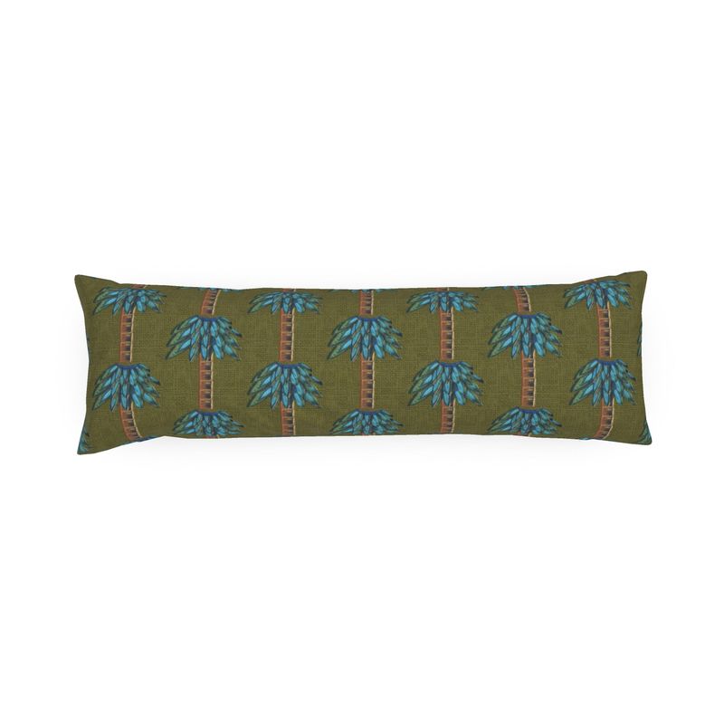 Tiki Palm Green Moss Bolster Pillow