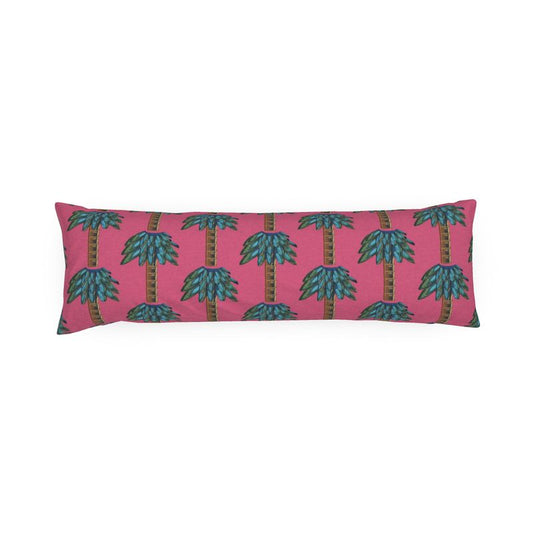 Tiki Palm Fuchsia Bolster Pillow