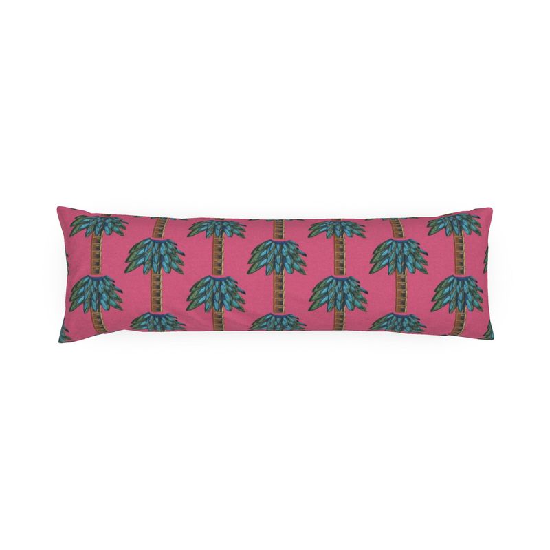 Tiki Palm Fuchsia Bolster Pillow