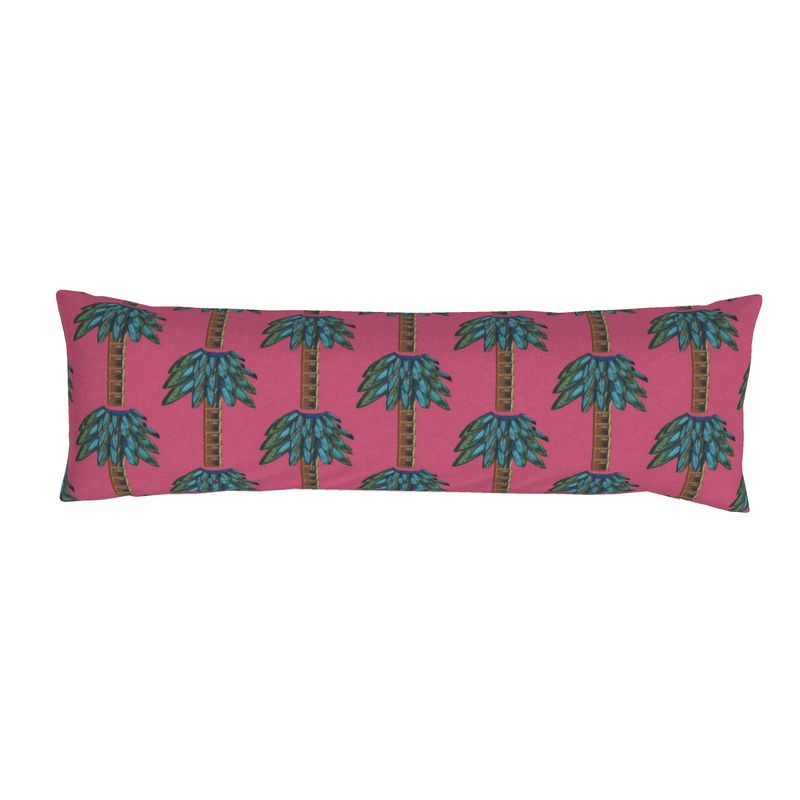 Tiki Palm Fuchsia Bolster Pillow