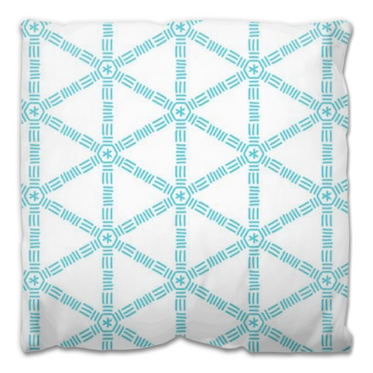 Turquoise Lattice Outdoor Pillow